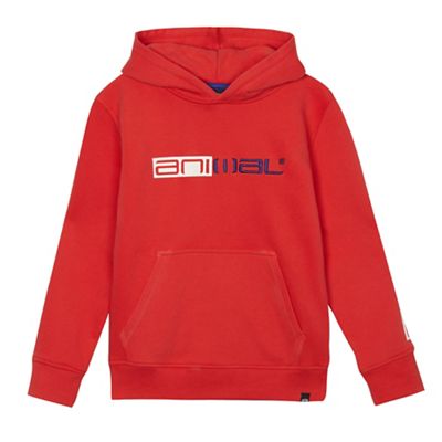 Boys' red stitched logo hoodie